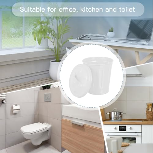 VOSAREA Small Mini Trash Can with Lid Stainless Steel Small Tiny Mini Trash Bin Can Desktop Waster Basket Outdoor Dog Poop Garbage Can Farmhouse Retro Metal Waste Bin for Bathroom Bedroom Garden Yard - color: White