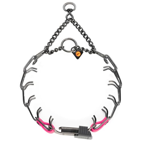 Herm Sprenger Black Stainless Steel Dog Collar with Quick Release ClicLock Buckle and Biothane Insert Training Collar Made in Germany (Passionfruit Pink, 16in x 2.25mm(Neck Size up to 13-14in)) - color: Passionfruit Pink, size: 16in x 2.25mm(neck size up
