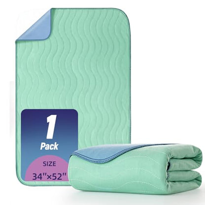 Pee Pads for Adults, Kids and Pets, Cotton-Like Surface, Machine Washable, 100% Leak Prevention with Waterproof TPU Layer (1 Pack, 34*52 inch) - size: 1 pack, 34*52 inch