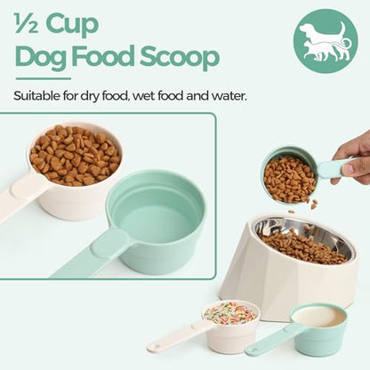 ComSaf MSBC Measuring Dog Food Scoop - 1/2 Cup Scoop Measuring Cup for Dog Cat Ferret Rabbit Bird Food, Melamine Half Cup with Handle, Food-Grade 1/4 Pet Feed Scoop, Dishwasher Safe, Green - color: Green, size: 1/2 Cup
