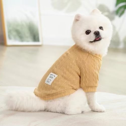 Kitten Clothes, Dog Cat Sweaters Pet Puppy Knitwear Costume Fall Winter Coat for Small Medium Cats Dog Girl Boy Fit 2.2-23lb - color: Yellow, size: Small