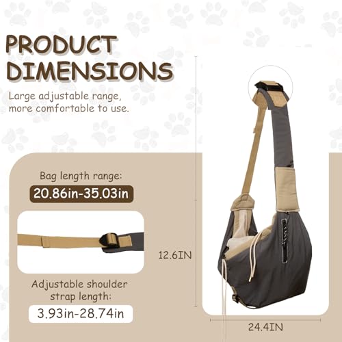 Dog Carrier Sling for Small Dogs/Cats Up to 15 lbs - Multi-Pocket Oxford Pet Sling Carrier Bag with Adjustable Strap (Black) - color: Black