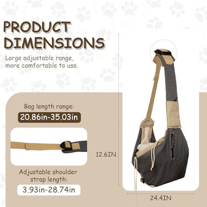 Dog Carrier Sling for Small Dogs/Cats Up to 15 lbs - Multi-Pocket Oxford Pet Sling Carrier Bag with Adjustable Strap (Black) - color: Black