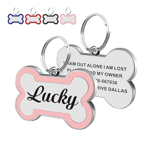 Dog Tags Personalized for Pets Dog Name Tags Personalized Dog Tag Engraved Custom Dog Tags for Pets Custom ID Tags for Puppy Cat (Light Pink, S) - color: Light Pink, size: S