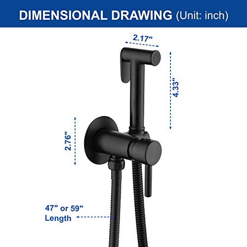 SHAMANDA Wall Mounted Bidet Sprayer Set, Stainless Steel Round Handheld Bidet Attachment, Matte Black, BDS09-7 - color: Matte Black, style: Hot & Cold Water Modes-Round