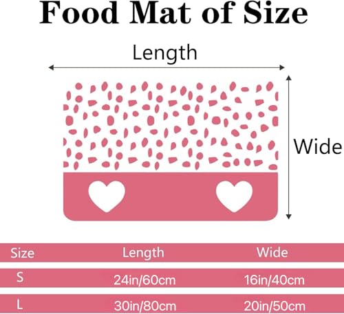 Personalized Dog & Cat Food Mat with Name Waterproof PU Pet Bowl Mat Non-Slip Rubber Bottom Easy Clean Available in(24"×16", 30"×20", 36"×24") | Pet Feeding Mat for Food & Water (Pink Love) - color: Pink love