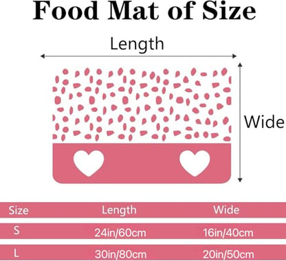 Personalized Dog & Cat Food Mat with Name Waterproof PU Pet Bowl Mat Non-Slip Rubber Bottom Easy Clean Available in(24"×16", 30"×20", 36"×24") | Pet Feeding Mat for Food & Water (Pink Love) - color: Pink love