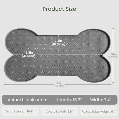 PWTAA Dog Food Mat Anti-Slip Silicone Dog Bowl Mat Thicker Pet Placemat Waterproof Cat Feeder Pad with Raised Edge Puppy Kitten Feeding Mats Suitable Small Medium-Sized Dogs Cats Eating Tray - 2PCS - color: Grey, size: 19.4" x 9.8"-2PCS