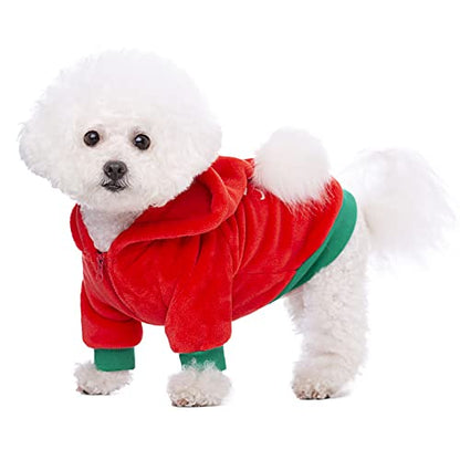 Christmas Puppy Dog Hoodies & Sweatshirts for Small & Medium Dogs - Fleece Coat with Pocket - Cat Hoody Clothes - Dog Costume - color: Red, size: Medium