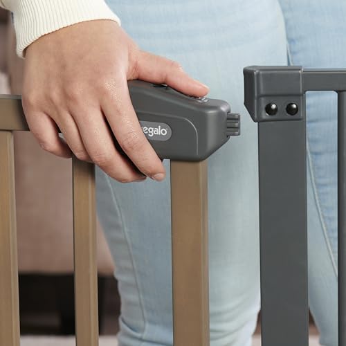 Regalo SAFETY 39" Extra Wide Wood Accent Baby Gate, Pressure Mount for Doorways & Bottom of Stairs, Babies, Toddlers & Pets, Ages 6–24 Months, TESTED & TRUSTED, AMERICAN DESIGNED, FAMILY OWNED - color: Wooden - 30-39.5"w X 30"h