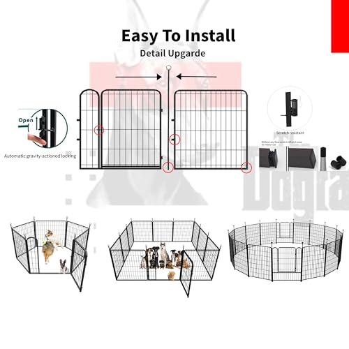 Puppy Playpen Indoor/Outdoor,24'' Portable Dog Playpen with Easy-Carry Straps,6 Panels Dog Pen Play Pen for Small Dogs,Rustproof Pet Playpen for Camping RV Yard(with One Door) - size: 24'' High