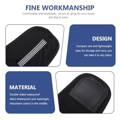 Washable Male Dog Diaper Belly Band, Reusable Breathable Pet Diaper Wrap, Water Absorbent Black Large (70g) for Home Training and Incontinence