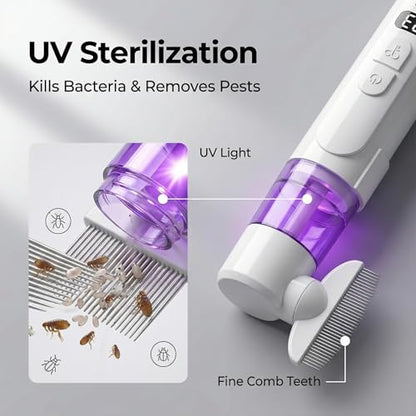 2 in 1 Pet Combs,Electric Pet Flea Comb - Rechargeable Detangling Brush & Lice Comb for Dogs, Cats, Rabbits Removes Fleas, Lice & Loose Hair from Long & Short Haired Pets