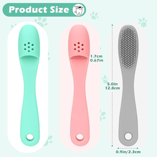3pcs Dog Finger Toothbrush, Cat Chin Brush with Food-Grade Silicone, Dog Tooth Brushing Kit, Silicone Cleaning Brush for Pet Dental Care