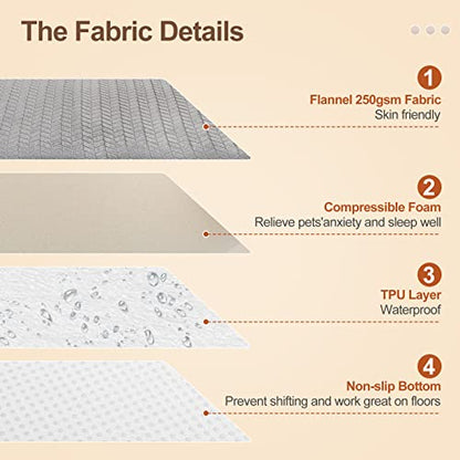 BEAUTYZOO Dog Bed Crate Pad 36 x 24 inch, Washable Dog Crate Mat for Large Sized Dogs, Anti-Slip Pet Crate Bed Kennel Pad, Durable Cozy Puppy Sleeping Mat Rectangle Mattress, Grey - color: Wheat, size: 36.0"L x 24.0"W x 1.1"Th