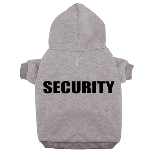 Security Dog Hoodies Clothes Apparel Winter Sweatshirt Warm Sweater Cotton Puppy Hoodie for Small Dog Medium Large Cat Grey, S - color: Grey, size: Small (Chest girth: 13.4")