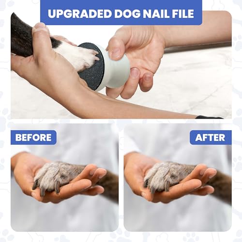 Dog Nail File - Upgraded Dog Nail Scratch Board - 1 White Nail File for Dogs w/ 4 Replaceable Sandpapers - Dog Nail Trimmers - Round Dog Nail Grinder for Pet Nails - Relaxing Dog Nail Trimming Board