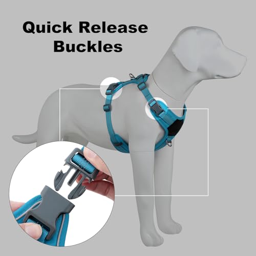 Plutus Pet No Pull Dog Harness, Release at Neck, Soft Padded, Reflective Adjustable Dog Vest Harness for Small, Medium, Large Dogs(Light Blue, XS) - color: Light Blue, size: XS