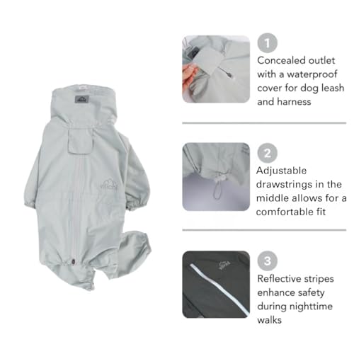 Dog Raincoat with Full Leg Coverage, Waterproof & Lightweight Rain Jacket for Medium Dogs, Keep Belly & Legs Dry, Harness Compatible, Reflective Safety, with Storage Bag (XX-Large) - size: XX-Large