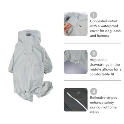 Dog Raincoat with Full Leg Coverage, Waterproof & Lightweight Rain Jacket for Medium Dogs, Keep Belly & Legs Dry, Harness Compatible, Reflective Safety, with Storage Bag (XX-Large) - size: XX-Large