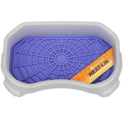 Neater Pets Neat-LIK Dog Lick Mat w/Mess-Proof Tray, Lick Mat for Dogs, Cats, Puppy, Reduces Anxiety & Boredom, Peanut Butter Slow Feeder, Interactive Treat Licking Pad (Purple/Vanilla Bean) - color: Purple Mat w/ Vanilla Bean Tray
