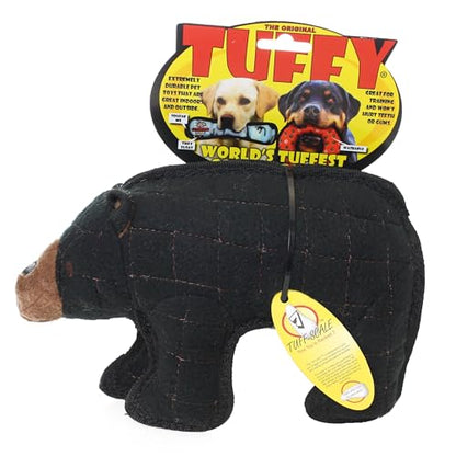 TUFFY - World's Tuffest Soft Dog Toy - Zoo Bear - Squeakers - Multiple Layers. Made Durable, Strong & Tough. Interactive Play (Tug, Toss & Fetch). Machine Washable & Floats - color: Black Bear