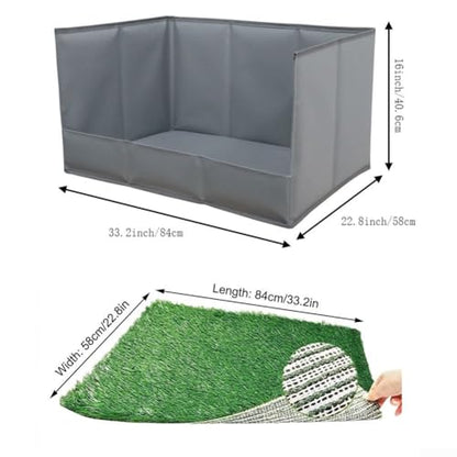 Foldable Dog Grass Pad with Tray, High Walls Pee Potty Trainer Large Medium Small Dogs, Portable Artificial Turf Mat, Control, Gray(Gray L) - size: Gray L