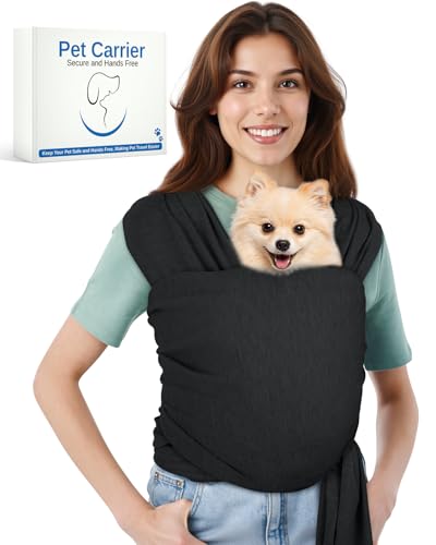 Dog Sling Swaddle Carrier for Small Dog, Cat Front Carriers for Small Pet up to 20lbs, Puppy Pouch with Adjustable Straps, Hands Free Pet Sling, Anti Anxiety Puppy Sling (Black) - color: Black