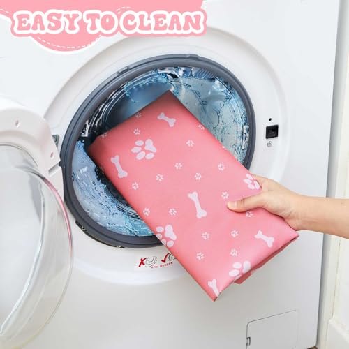 Marsui Dog Playpen Bottom Pad Fits for 36 Inch 4 Panels Pet Exercise Mat Puppy Crate Pad Reusable Washable Pet Training Pee Mat Hoop and Loop Design, Playpen Not Included - color: Pink, style: Dog Paw Bone Print