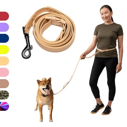 Heavy Duty Hands Free Dog Leash for Medium to Large Dogs for Comfortable Running Jogging Walking | Buckle Closure | Soft Padded Handle | 360 Rotating Carabiner (Leash Length 6 ft) - color: Beige