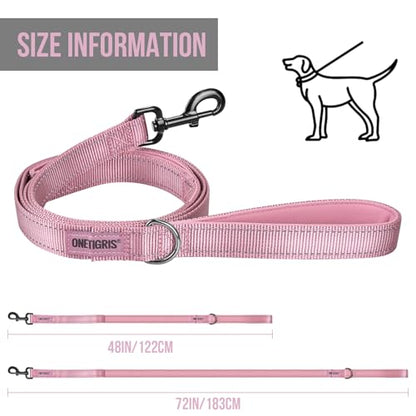 OneTigris Handled No-Pull Dog Walking Leash Long Traffic Leads for Medium to Large Dogs (Pink, 6FT) - color: Pink, size: 6FT