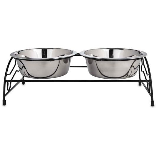 EveryYay by Petco Dining in Stainless Steel Double Diner for Dogs 7 Cups - size: Large