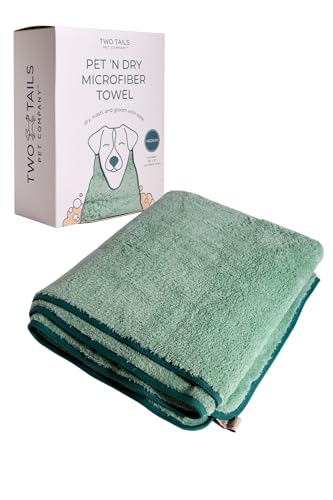 Two Tails Pet Company Pet N’ Dry Microfiber Bath Towel, Absorbent Dog Towels for Versatile Everyday Drying or Washing, Soft and Lightweight, Fast Drying, Grooming Dog Supplies, Size Medium - size: Medium