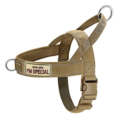 No Pull Dog Harness Brown for Small Medium Large Sized Dog, Reflective Escape Proof Adjustable Dog Harnesses with 2 Patch, M - color: Brown, size: M-Chest size 22-27.5''