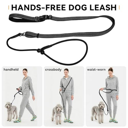 Hands Free Slip Lead Dog Leash, Crossbody & Waist Leash for Walking Running, No-Pull Dog Training Lead for Small & Medium Dogs, Multifunctional Adjustable Lead 4-8FT. (Black) - color: Black