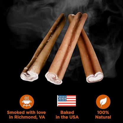 Best Bully Sticks Hickory Smoked Jumbo 12 Inch Bully Sticks - 10 Count (Pack of 1) - Natural, Smoky, Grain and Odor-Free, No Additives