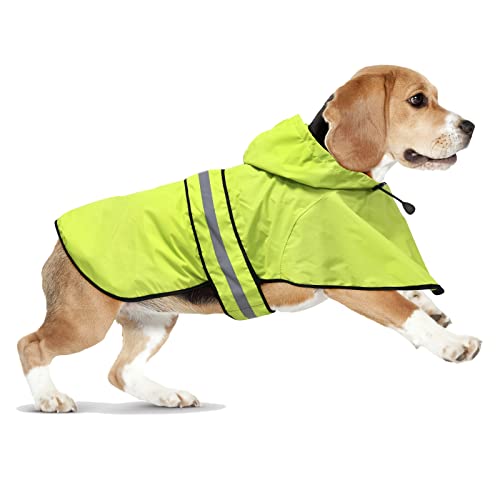 Dog Raincoat Hooded - Adjustable Lightweight Pet Slicker Poncho Rain Coat, Safety Reflective Dog Rain Jacket Raincoats with Leash Hole for Small, Medium, Large Dogs (Medium, Green) - color: Green, size: Medium