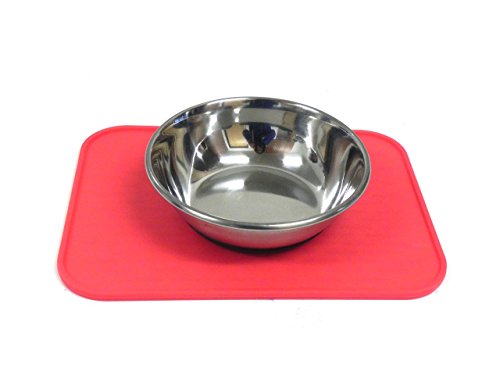 Kats'N Us Silicone Mat for Single Pet Bowl 8.5"x6" - Red Food Grade pad - color: Red