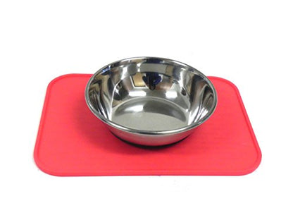 Kats'N Us Silicone Mat for Single Pet Bowl 8.5"x6" - Red Food Grade pad - color: Red