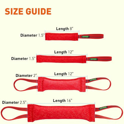 Viper Heavy Duty French Linen Dog Bite Tug Toy - K9 Trainer, Tough and Durable for Dogs Shutzhund IPO K-9 - Red - 16in L x 2.5in W - color: Red, size: 16in L x 2.5in W
