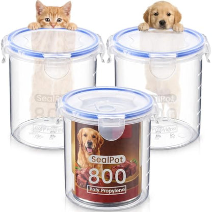 Hushee 3 Pcs Canned Dog Food Storage Container 27oz Airtight PP Canister with Leakproof Lid Reusable Airtight Can Cover Pet Food Container, Odor Control, Dishwasher Safe Keep Can Fresh in Fridge
