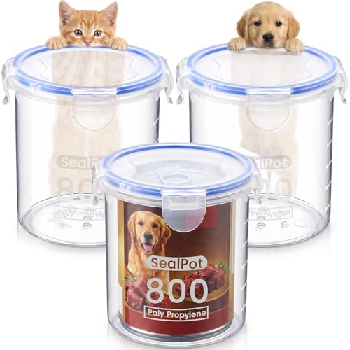 Hushee 3 Pcs Canned Dog Food Storage Container 27oz Airtight PP Canister with Leakproof Lid Reusable Airtight Can Cover Pet Food Container, Odor Control, Dishwasher Safe Keep Can Fresh in Fridge