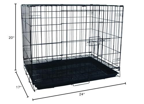 YML 24-Inch Foldable Light Duty Door Dog Crate with WireBottom Grate and Plastic Tray, Black - size: 24.0"L x 17.0"W x 20.0"H