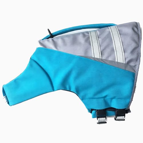 JoyDaog Dog Life Jacket for Small Dogs,High Flotation Dog Life Vest for Swimming Boating,Ripstop & Waterproof Puppy Lifesaver with Rescue Handles,Reflective Strip Dog Swimsuit,Blue XS