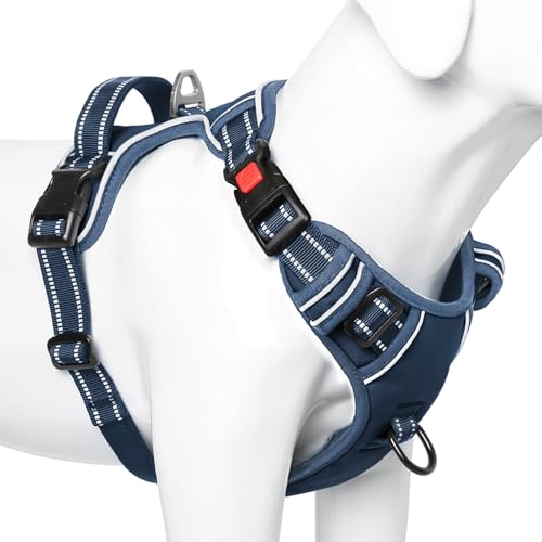Timos Dog Harness Small Sized, No Pull Pet Harness with Neck Lockable Snap,No Choke Front Clip Dog Reflective Vest,Adjustable Metal Rings 3 Buckles,Easy Control Handle for Small Dogs Royal Blue S - color: Lock Royal Blue, size: Small (Pack of 1)