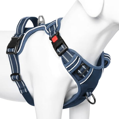 Timos Dog Harness Small Sized, No Pull Pet Harness with Neck Lockable Snap,No Choke Front Clip Dog Reflective Vest,Adjustable Metal Rings 3 Buckles,Easy Control Handle for Small Dogs Royal Blue S - color: Lock Royal Blue, size: Small (Pack of 1)
