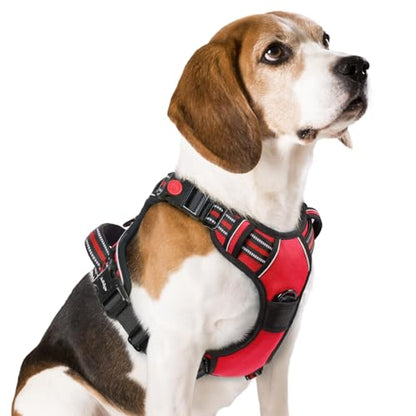 rabbitgoo Dog Harness Medium Sized, No Pull Pet Harness with 3 Buckles, Adjustable Soft Padded Vest with Control Handle, Walking Reflective Pet Vest for Medium Dogs, Red, M - color: Red, size: Medium
