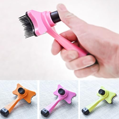 2pcs Pet Grooming Comb Fur Cleaning Tool Hair Knot Remover for Dogs with Soft Massage Teeth, Pink and Orange, Suitable for Dog Hair Grooming and Fur Care