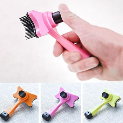 2pcs Pet Grooming Comb Fur Cleaning Tool Hair Knot Remover for Dogs with Soft Massage Teeth, Pink and Orange, Suitable for Dog Hair Grooming and Fur Care