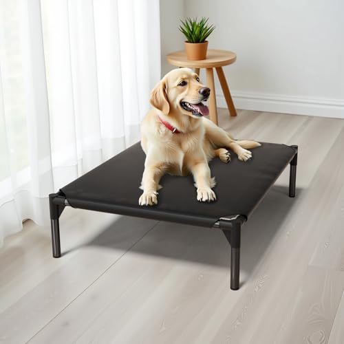 Elevated Dog Cot Bed,Cooling Raised Pet Bed with Washable Breathable Mesh Sturdy Metal Frame,Portable Raised Dog Bed with Anti-Slip Feet for Indoor Outdoor Backyard Use (35" X 26" X 7") - size: 35" X 26" X 7"